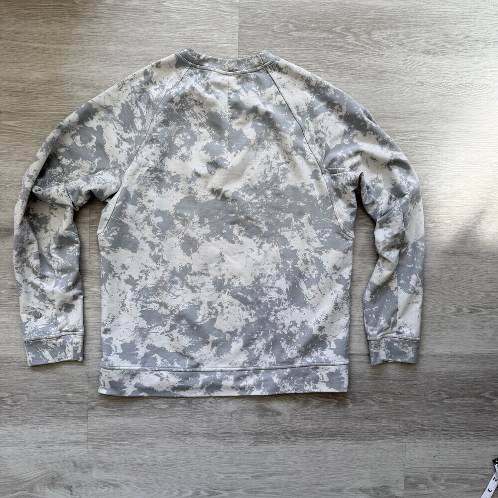 Lululemon CITY SWEAT CREW Neck Marble Dye Graphite Grey Men Size M Side Zip EUC - Picture 2 of 12